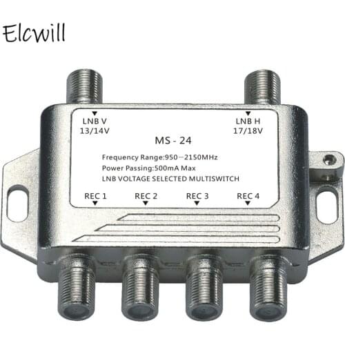 2 In 4 Out DiSEqC 4x2 Switch Satellite Signal Multiswitch LNB Voltage Selected 950-2150MHz for TV Receiver
