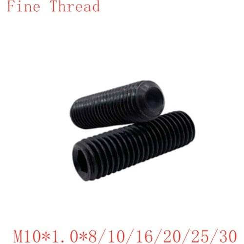 20pcs/lot) M10*1.0*8/10/12/16/20/25/30 alloy steel Grade 12.9 DIN916 fine thread cup point set grub screw