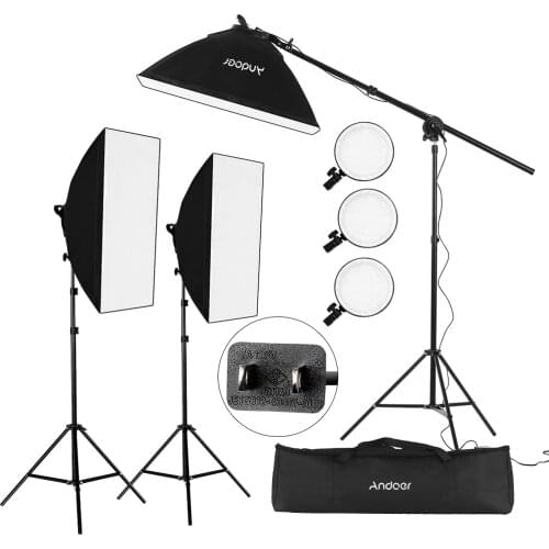 Andoer Studio Photography Softbox LED Light Kit Including 20*28 Inches Softboxes 45W Bi-color Temperature 2700K/5500K LED Lights