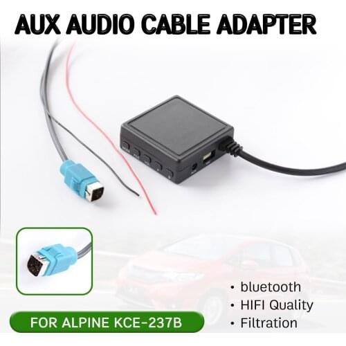 Bluetooth Aux Receiver Cable Adapter with USB,mic for KCE-237B Hands-free Hifi audio interface for Alpine 2009+ CDE-W203Ri