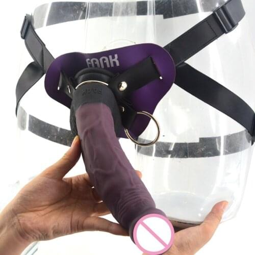 FAAK Big silicone strapon dildo strap on realistic penis harness leather pants sex products for lesbian women masturbation