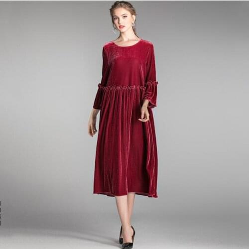 Brand women elegant vintage velour dress,plus size Autunm butterfly sleeve party dress 5XL 6XL velvet dress Vestidos