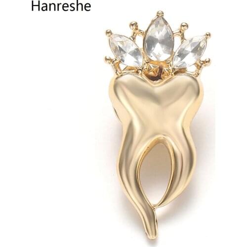 Exquisite Zircon Crystal Tooth Brooch Pin Zinc Alloy Small Medical Enamel Lapel Jewelry Badge Accessories For Doctors And Nurses