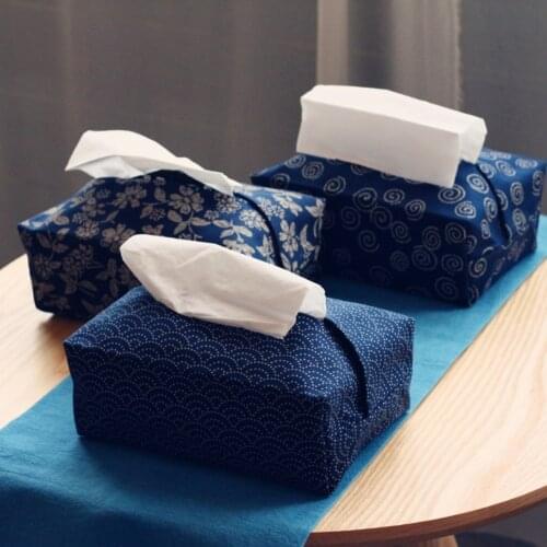 Japanese Style Tissue Boxes Printed Retro Paper Box Towel Office Storage Bathroom Decoration Reusable Rangement Home Eg50zj