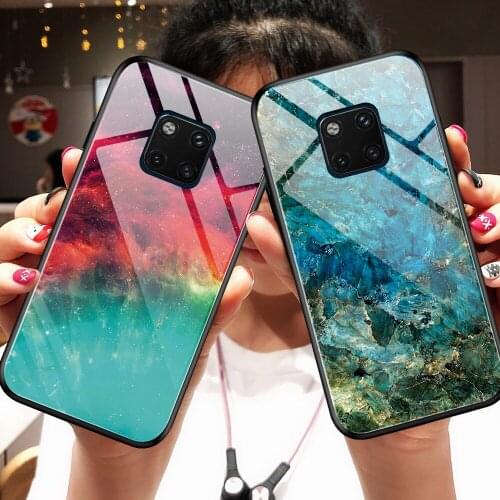 Gradient Glass Case For Huawei Mate 20 Pro Silicone Frame Hard Tempered Glass Back Phone Cover For Mate 20X Fundas Coque