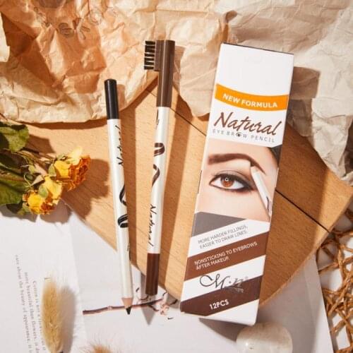 Wooden Eyebrow Pencil With Brush Easy To Color Waterproof Sweatproof Long Lasting Eyebrow Professional Eye Makeup TSLM1