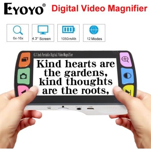 Eyoyo Digital Magnifier Video 4.3 inch magnify Screen Electronic Portable 6x-16x Low Vision Reading Aid USB Loupe