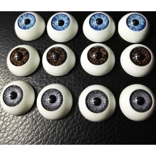 12pcs(6pairs) 16mm Doll Eyeballs Half Round Acrylic Eyes for DIY Doll Bear Crafts Mix Color Plastic Doll EyeBall Doll Toy Parts