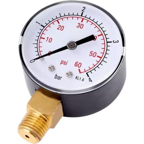 0-4bar/0-60psi Air Compressor Hydraulic Pressure Meter Fuel Air Oil High Vacuum Gauge 1/4" NPT Side Mount