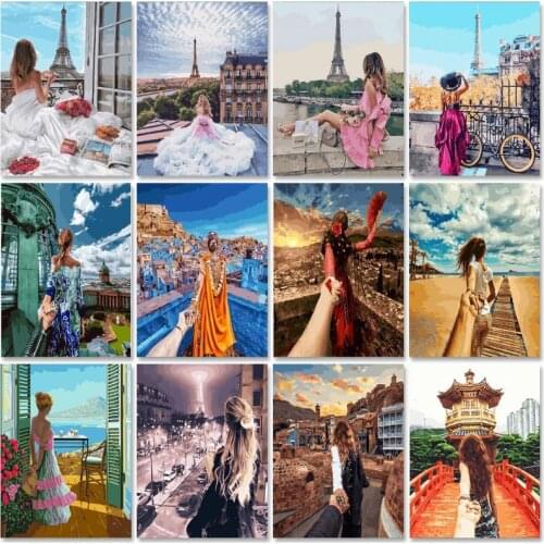 SDOYUNO 40x50cm Oil Paint By Numbers Girl Scenery DIY Set of Acrylic Paint For Painting By Numbers On Canvas Figure Home Decor