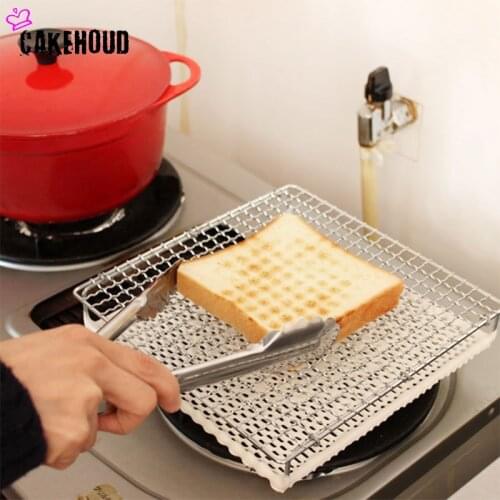 CAKEHOUD Japanese-Style Ceramic Grill Seafood Steak Bread Toast Iron Chrome-Plated Grill Net Direct Fire Gas Stove Grill
