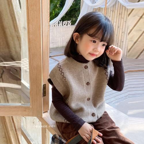 2021 Korea spring and autumn new boys and girls coat fashion childrens wool knitted cardigan Warm sweater vest outer wear