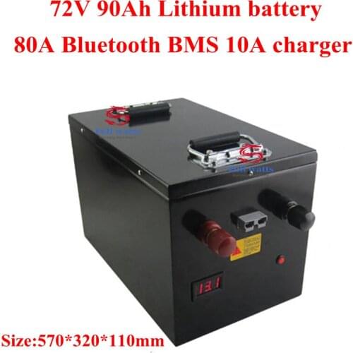 Customize 21S 72v 90Ah Lithium Ion Battery Li-ion 80A Bluetooth BMS for 5760w Bike Tricycle with 2pcs 10A Charger