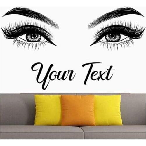 Makeup Eyebrows Eyelash Salon Wall Decal Vinyl Stickers, Custom Text, Eyebrows, Decal Stickers, Eye Quotation Marks