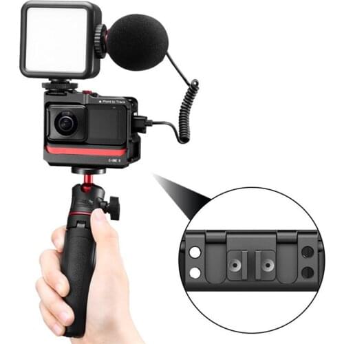 Metal Cage with Double Cold Shoes LED Light Microphone Extension Case for Insta360 ONE R Action Camera Accessories