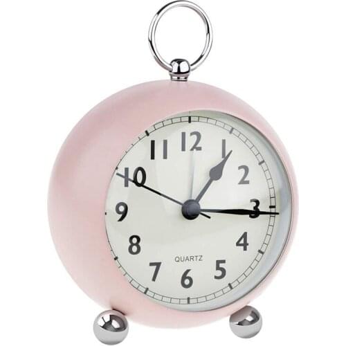 Mini Silent Non-Ticking Vintage Bedside Clock Classic Bedside/Table Analog Alarm Clock With Backlight,For Heavy Sleepers