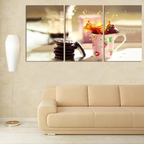 New Hot 3 Panel Modern Printed Coffee Cola Painting Picture Cuadros Canvas Wall Art Wall Pictures For Living Room No Frame