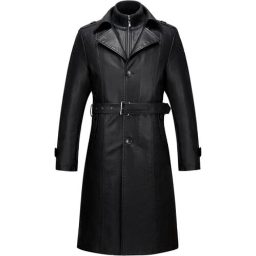 Autumn winter mens leather coat slim motorcycle father clothes removable liner men jackets fashion jaqueta de couro black