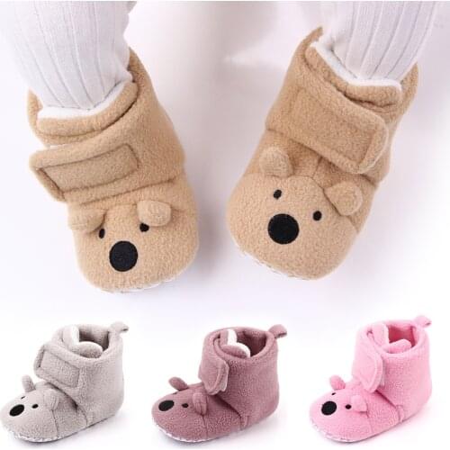 0-18m Infant Baby First Walkers Newborn Baby Girls Cashmere Plush Girls Boys Shoes Soft Sole Fur Snow Booties Winter Wear