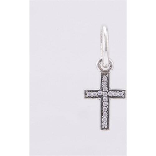 Fits European Charms Bracelet 925 Sterling Silver Clear Crystal Cross Spacer Charms Bead Women DIY Jewelry Making Free Shipping
