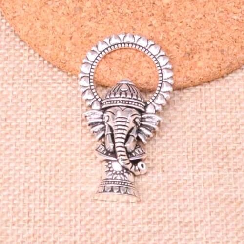 4pcs Tibetan Silver Plated Ganesha elephant buddha Charms Pendants for Jewelry Making DIY Handmade Craft 50*28mm