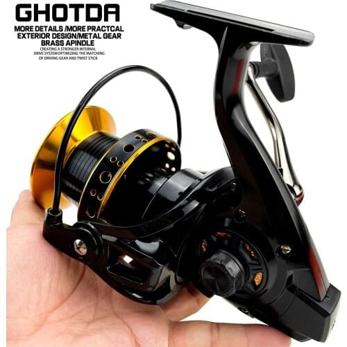 Strong Fishing Reel 20-30KG Max Drag Spinning Reel Peche Metal Spool 9000-12000 12+1BB Bearing Molinete Moulinet Peche En Mer