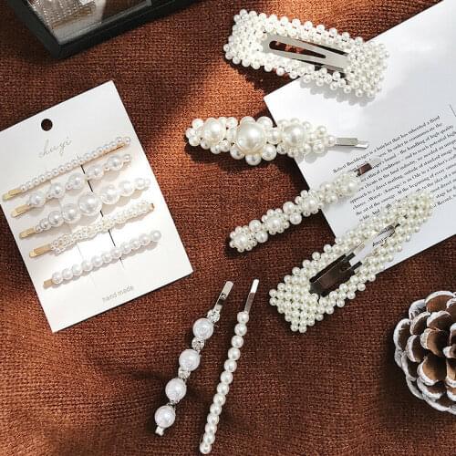 Simple Pearl Hair Clips For Women Girls Headband Headwear Snap Hairpins hairsticks Barrettes Headdress girls Hair Accessories