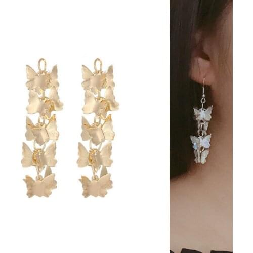 2020New 60Pcs multi-layered Long butterfly pendants alloy button for DIY Jewelry earring or necklace accessories DL89