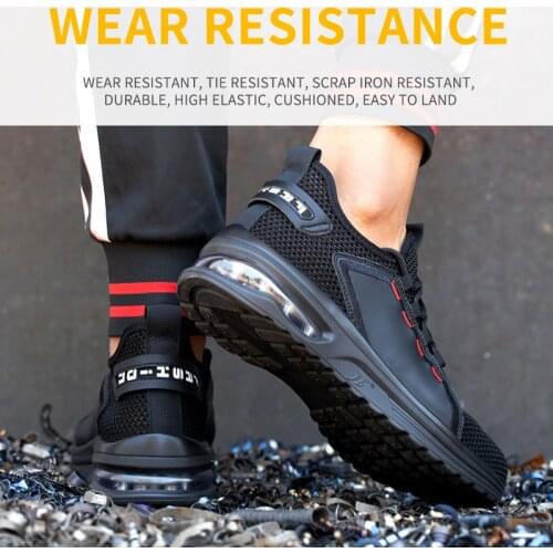 Work Shoes Hollow Breathable Steel Toe Boots Lightweight Safety Work Shoes Anti-slippery For Men Women Male Work Sneaker