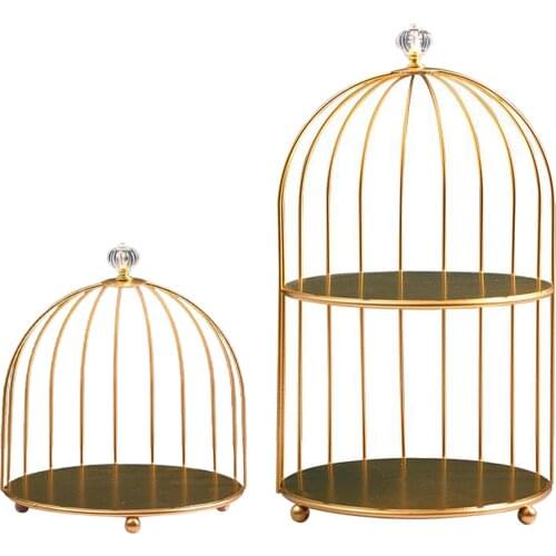 Luxury Iron Bird Cage Desktop Organizer Holder Cosmetic Makeup Stand Rack
