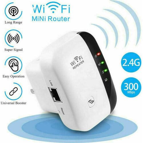Repetidor Wifi Largo Alcance Amplificador Wifi Extender Long Range Signal Amplifier 300Mbps Modem Booster 2.4G US AU EU UK Plug