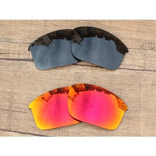 Vonxyz 2 Pairs Stealth Black & Ruby Mirror Polarized Replacement Lenses for-Oakley Bottle Rocket Frame