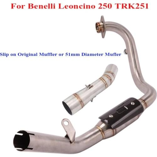 Motorcycle Exhaust Pipe Connect Link Pipe Middle Mid Tube for Benelli Leoncino 250 TRK251 Slip on Motorbike