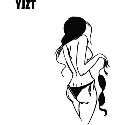 YJZT 7.2*14.1CM Hot Sexy Lingerie Naked Girl Woman Vinyl Car Styling Accessories Decorative Sticker Black/Silver C20-0101