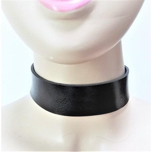 Women male Sexy Handmade genuine Leather Punk Choker Necklaces Harajuku Torque Hot Dark Black Rock Collar Goth Free shipping
