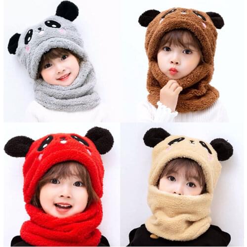 Ncmama Winter Children Hat Plus Fleece Kids Caps Cartoon Hat For Girls Boys Scarf Thicken Cap Newborn Photography Baby Stuff