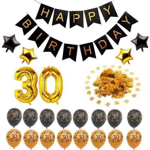 Gold Black Latex Number Balloons Garland 30 40 50 60 70 Happy Birthday DIY Party Decorations Adult Birthday Party Supplies Favor