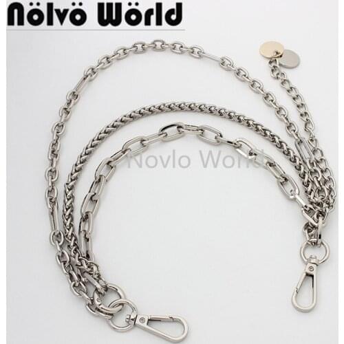 1-5-10pieces 40cm length silver color Iron meterial three in one chains with snap hooks and tags forshoulderbag handbag parts