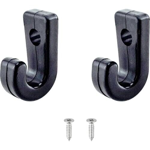 1 Pair J Hooks Lashing Hooks Bungee Hooks with Fixings, Kayak Canoe Boat Accessories, Black
