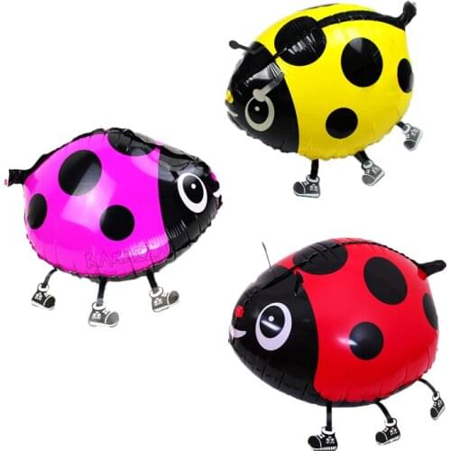 1PC 56x43cm Cute Animals Pet Walking Ladybug Helium Foil Mylar Balloons Cartoon Baby Shower Kids Gift Party Decorations Supplies
