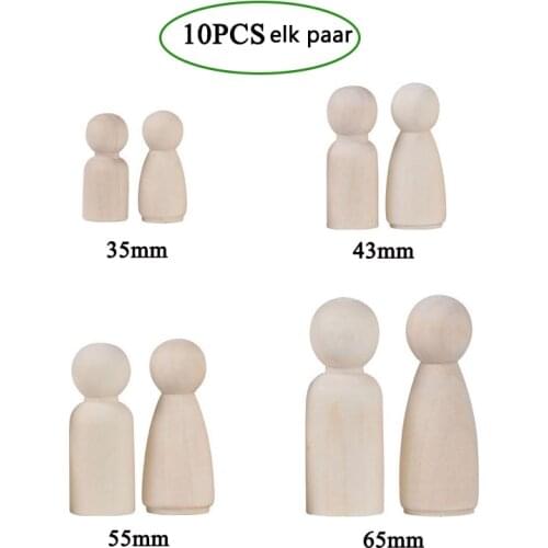 10PCS Log Wooden Peg Dolls 35mm,43mm,55mm,65mm Wood Craft For DIY Painting Nursery Room Decoration Wood Rings Wooden Peg Dolls