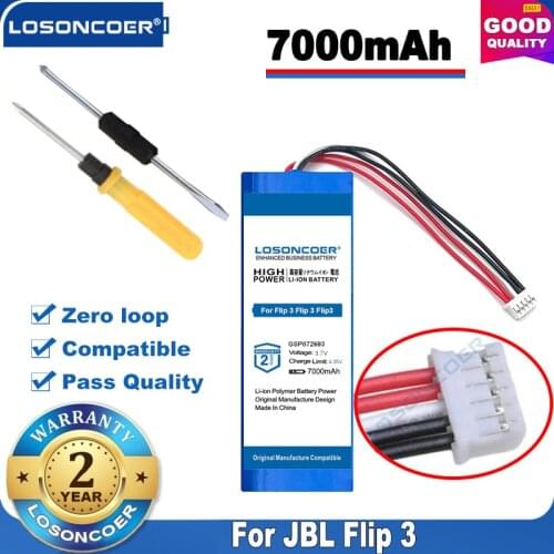 100% Original LOSONCOER GSP872693 7000mAh Battery for JBL Flip 3 / Flip 3 GRAY Flip3 P763098 03 Battery