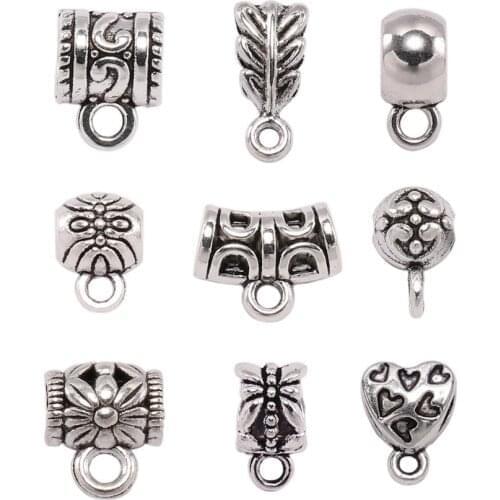 20pcs/lot Antique Bail Bead Spacer Clips Beads Pendant Charm Pendants Clasps Connectors For DIY Bracelet Necklace Jewelry Making