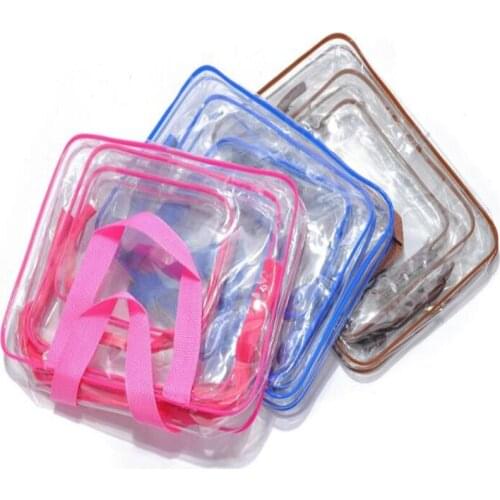 3Pcs/Set PVC Transparent Cosmetic Bag Waterproof Outdoor Travel Bag Multifunction Storage Bag Multipurpose Wash Bag