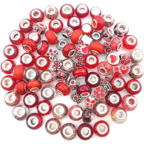 40/lot European Red I LOVE MOM/DAD Charms Beads Pendant Fit Brand Bracelets Necklaces For Women DIY Jewelry Making