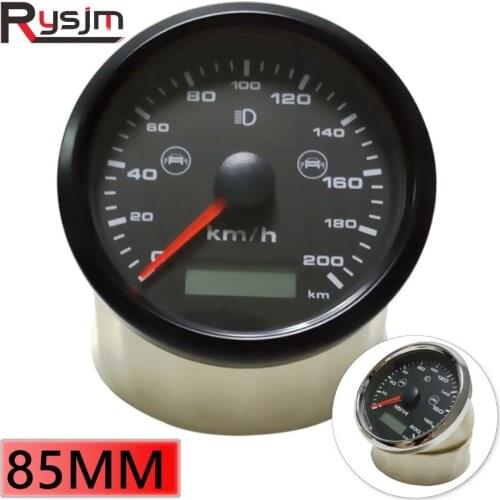 85mm GPS Speedometer with Blind Spot Detection Alarm Total Mileage Adjustable/ Speed 0~200km/h or MPH for Motorcycle 12V/24V