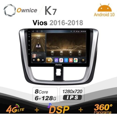 K7 Ownice 2Din Android 10.0 Car Multimedia Radio for Toyota Vios 2016-2018 With 8 Core A75*2+A55*6 Support External MIC 6G 128G