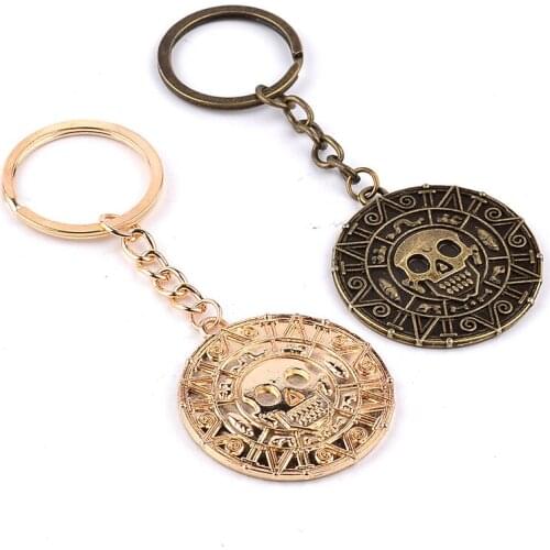 Wholesale 20pcs/lot Movie Pirates of The Caribbean Keychain Vintage Skeleton Skull Pendant Key Rings For Women&Men
