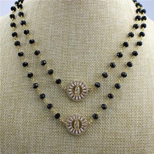 16inch 10pcs/lot Religion rosary chain necklace handmade, cz pendant charm necklace wholesale, fashion charm pendant necklace