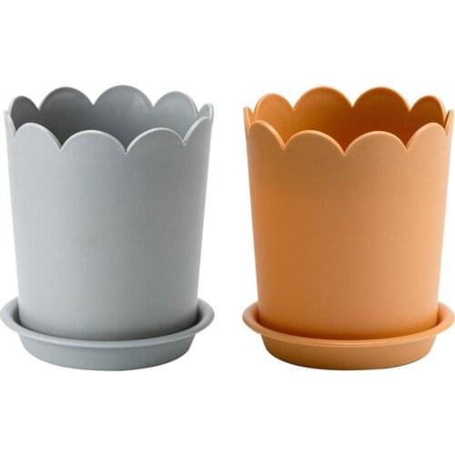 Home Garden Flowerpot Bright-colored Plastic Petal Edge Large Opening Flower Planter Desktop Decoration Ornaments Gifts